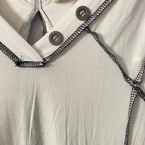 POL White Sleeveless Deconstructed Tunic Top Exposed Stitching Sharkbite L - Picture 5 of 11